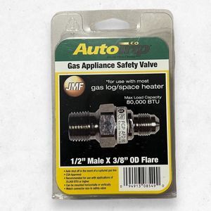 AutoTrip Gas Appliance Safety Valve 1/2" Male X 3/8" OD Flare Gas Log/Space Heat
